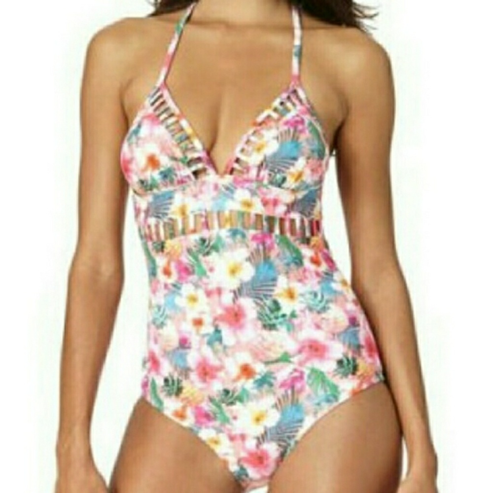 OP Tropical Print Bathing Suit Size Small